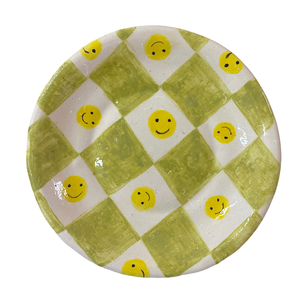 Heleh Ceramic Happy Face + Checkers Plate