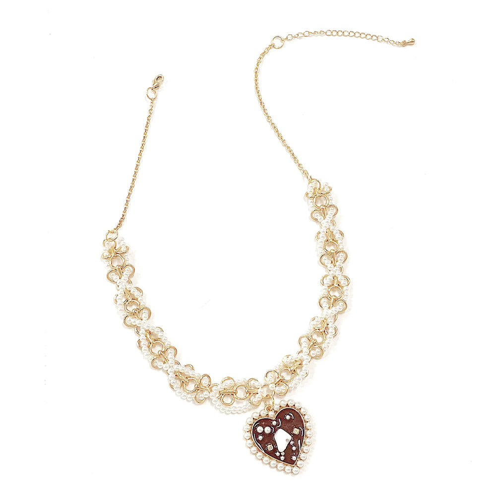 Vino Heart Pearl Necklace