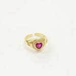 Gold Ruby Heart Diamond Ring