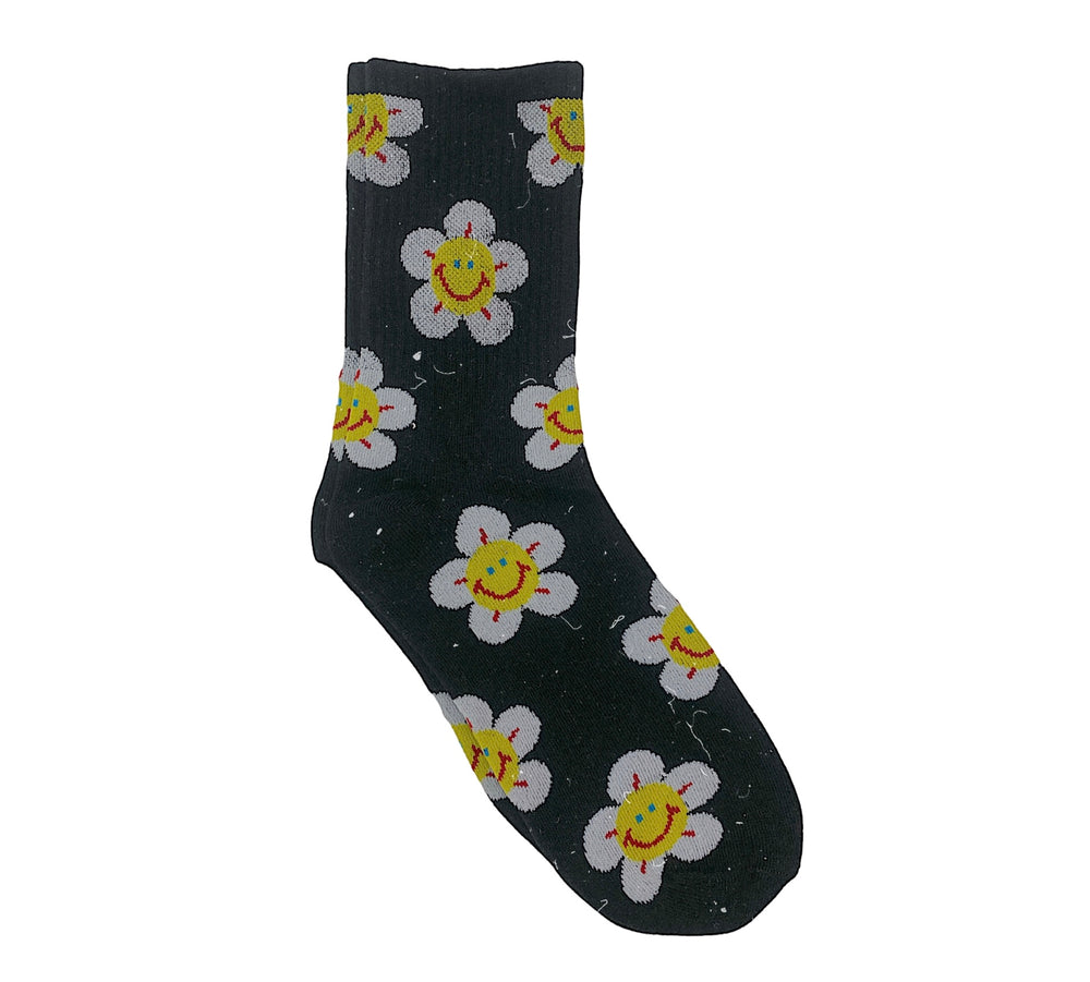 Black || White Happy Daisy Socks