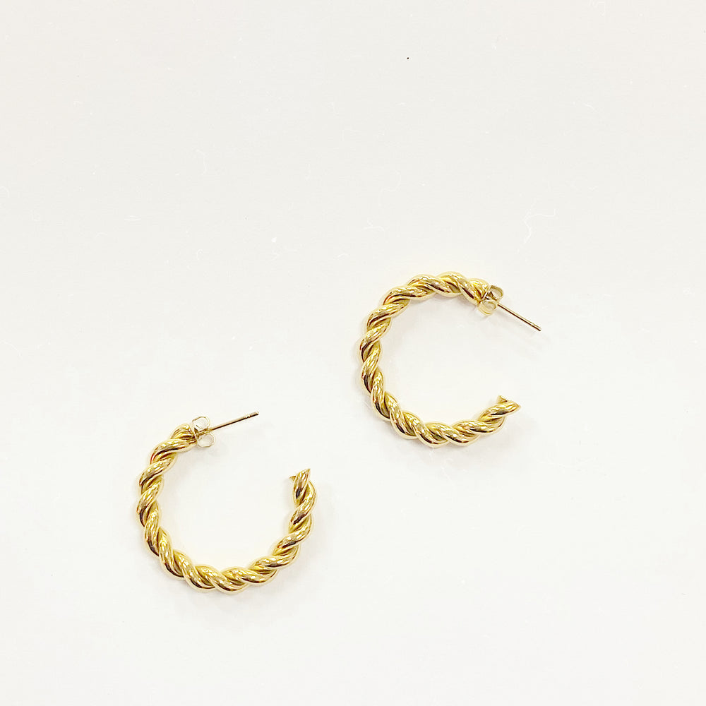 Gold Braided Hoop Earrings