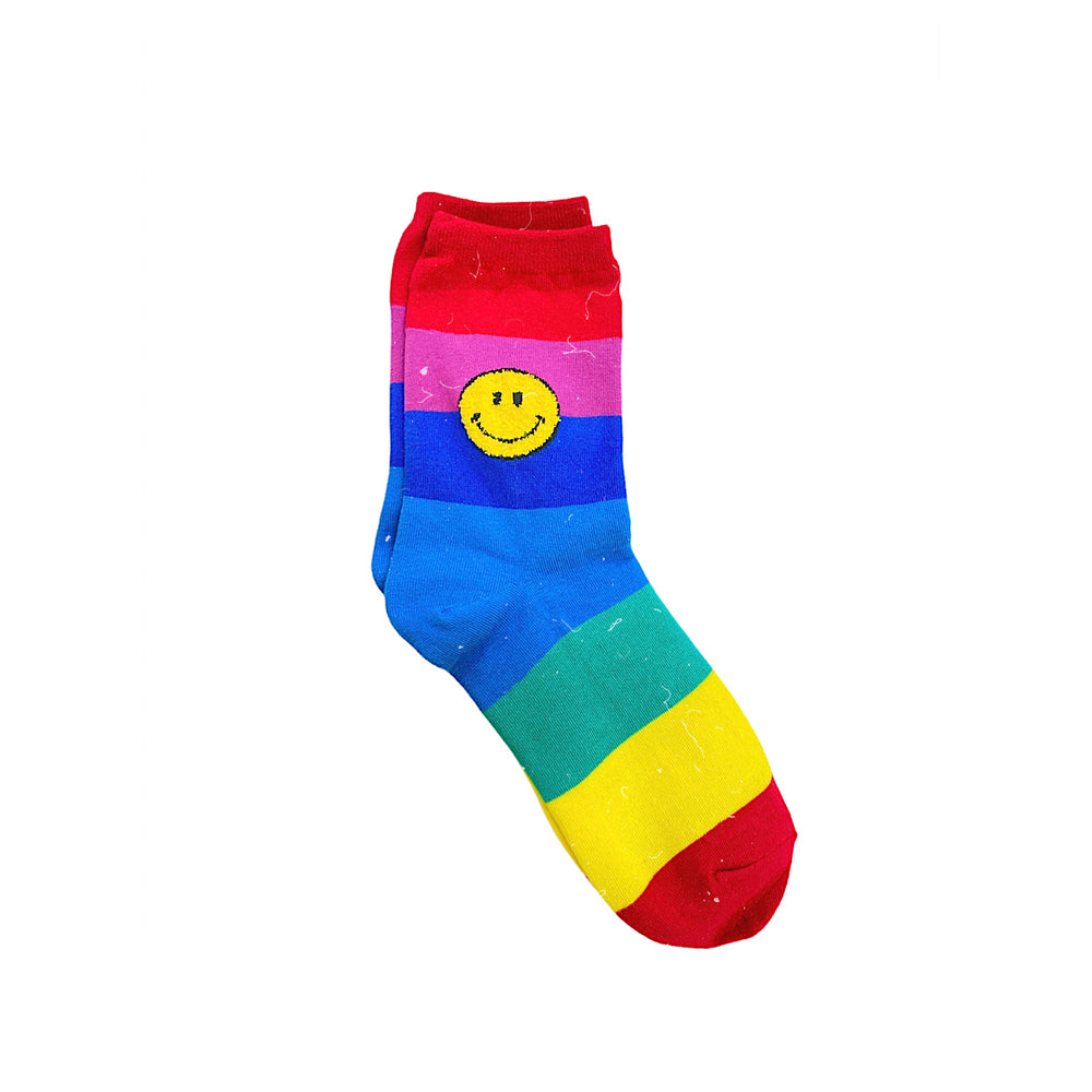 Red Striped Classic Smiley Face Socks