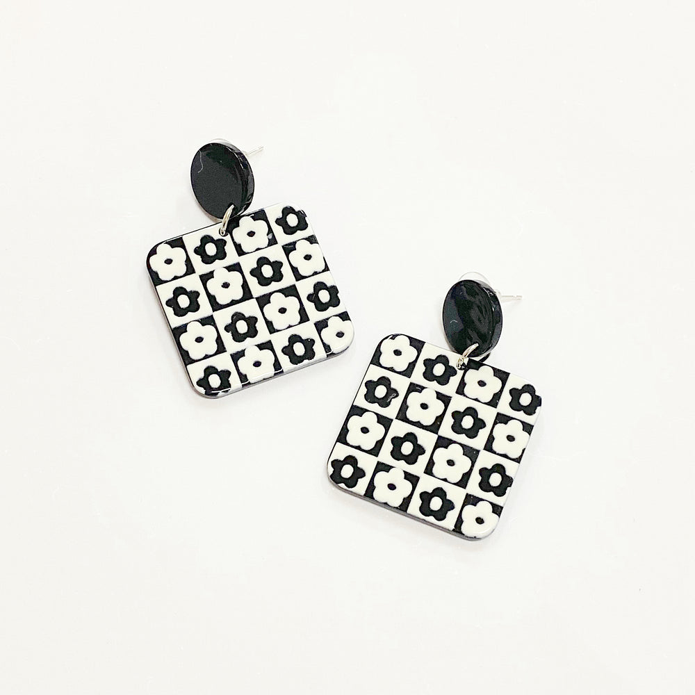 Floral Checkers Earrings