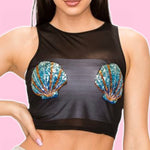 Sequin Shells Sheer Top
