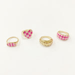 Pink Midi Ring Set