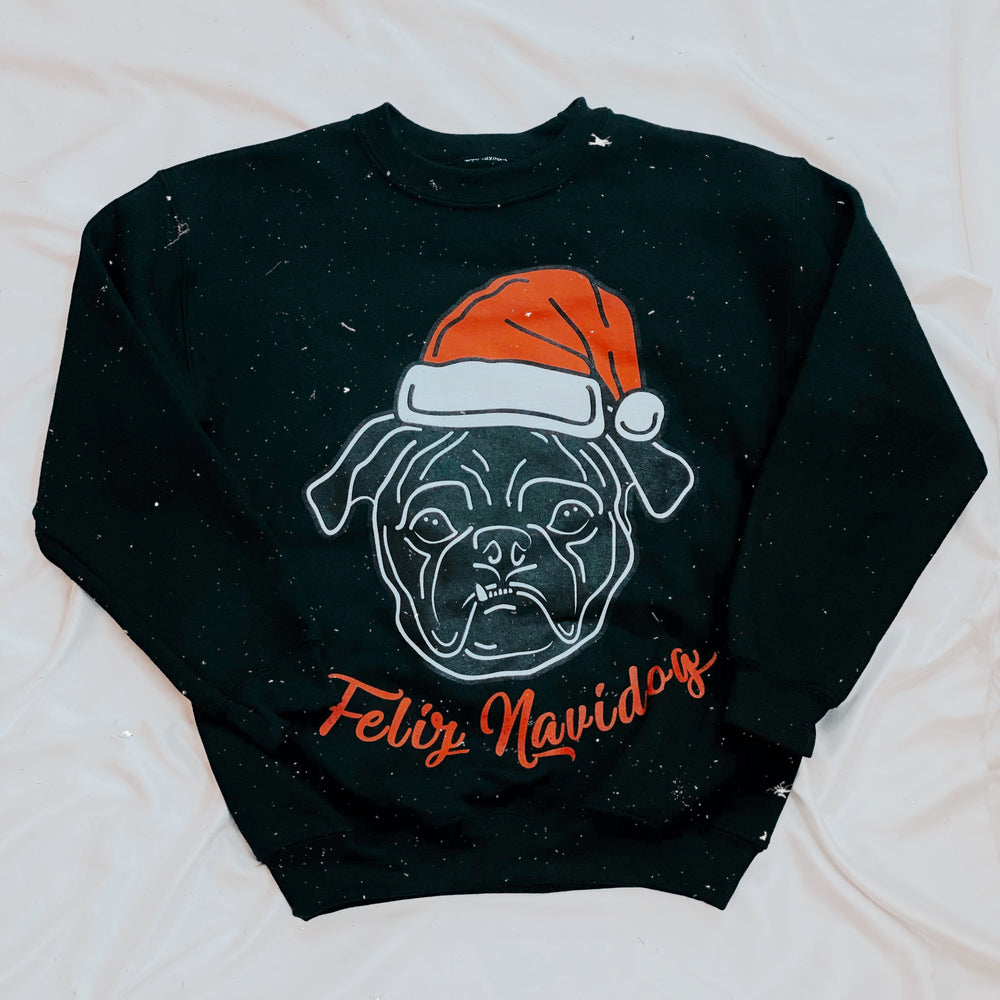 Feliz Navidog Christmas Black Sweater