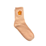 Peach Embroidered Daisy Socks