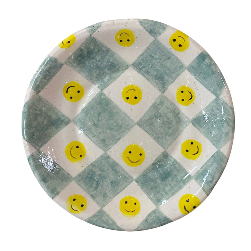 Heleh Ceramic Happy Face + Checkers Plate