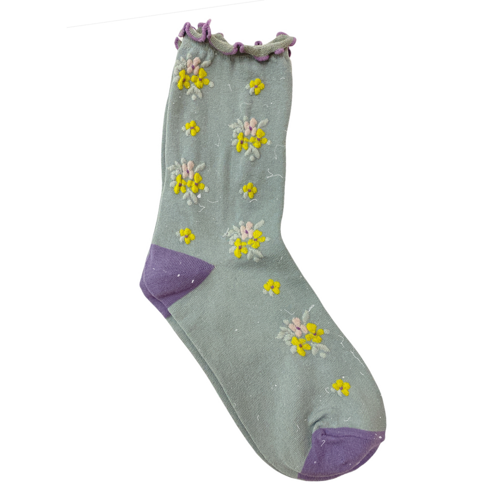 Gray Flowers Socks