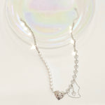 Silver Heart Pearl Necklace