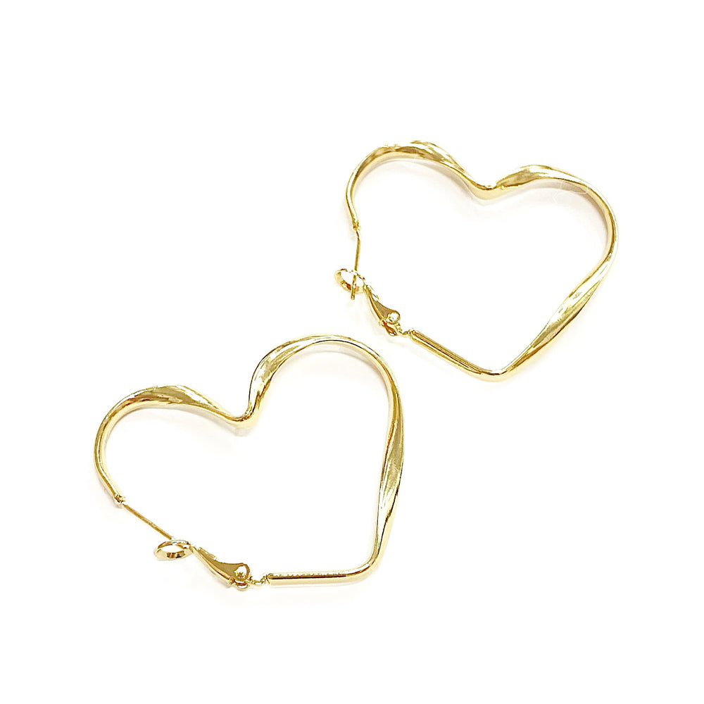 Wavy Heart Gold Earrings