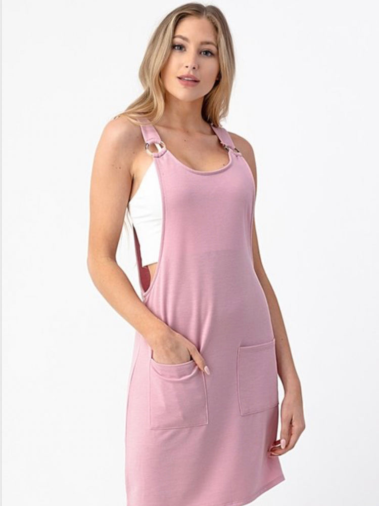 Silk Rose French Terry Overall Dress