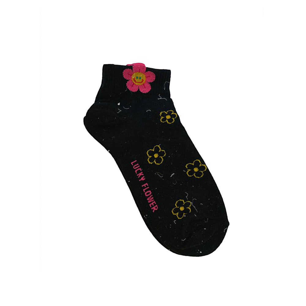 Black Lucky Flower Socks