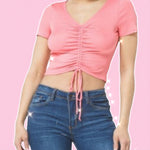 Coral V Neck Top