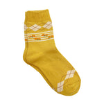 Cozy Ocre Argyle Flowers Socks