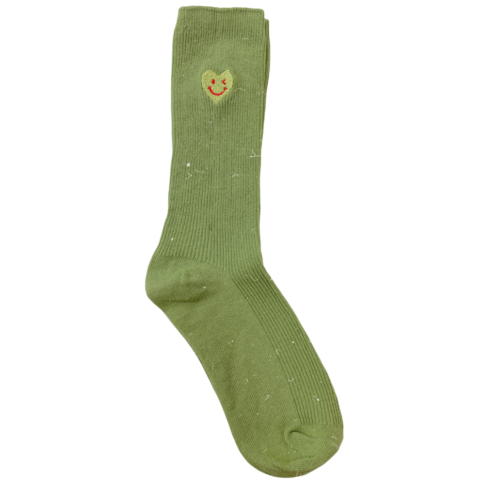 Green Winky Heart Socks