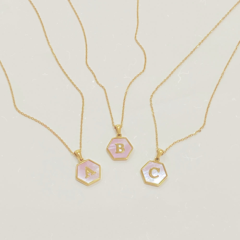 Pink Initial Necklace