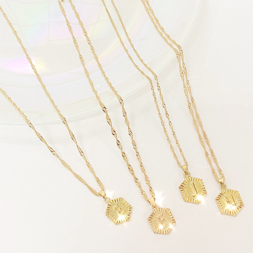 Hex Gold Initial Necklace