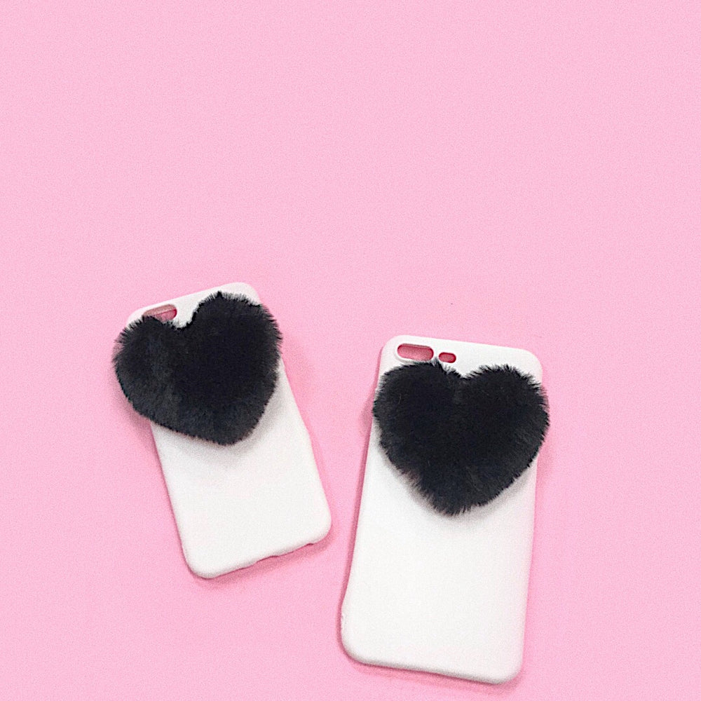 Black Fluffy Heart iPhone Case
